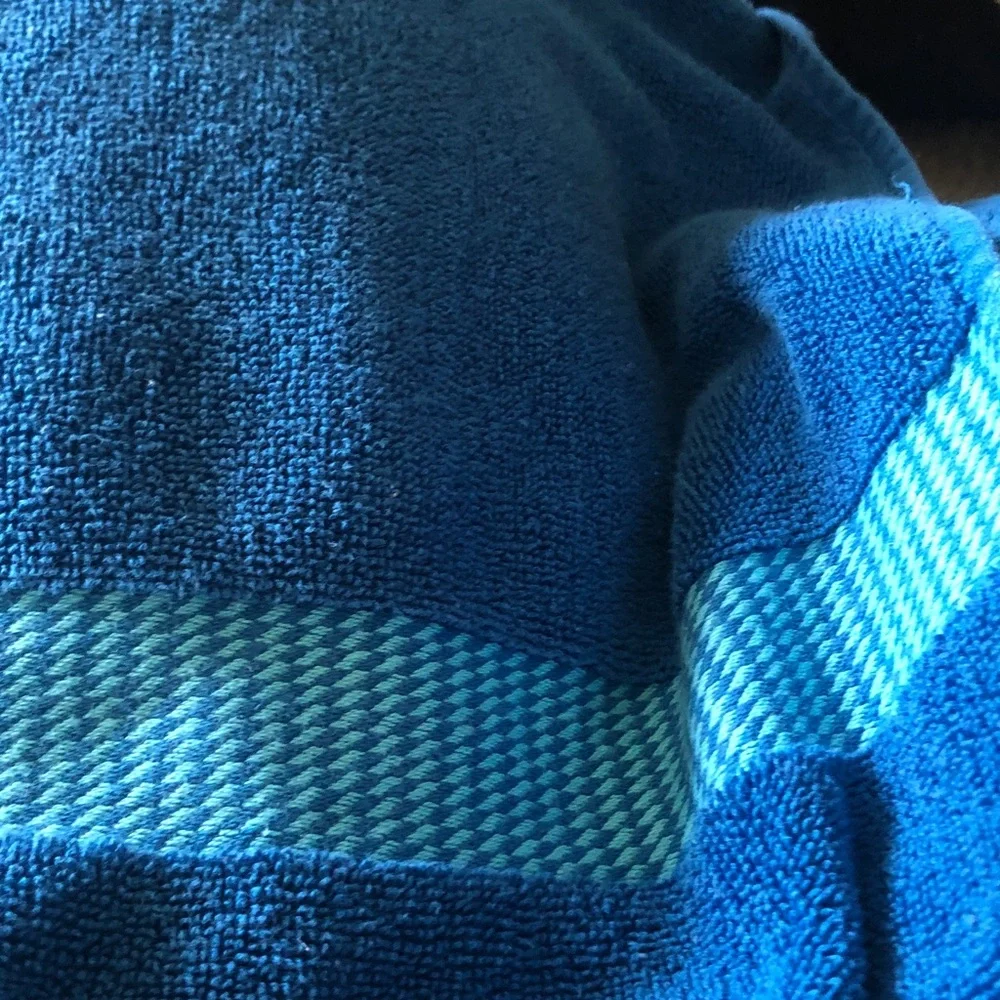 Blue Toweling with Red Car Patch